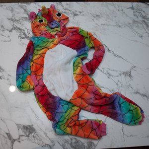 Kids Rainbow Scales Unicorn Soft Onesie Hoodie Zip Pajamas Size 105 (Size 5)